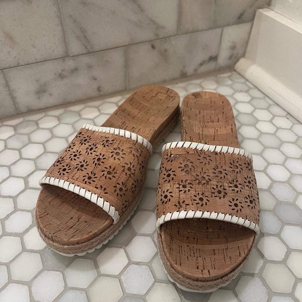 Jack Rogers slide on cork cut out espadrille sandals 7.5